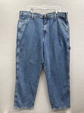 FULL BLUE Carpenter Jeans Size 40x32 Men's Blue Denim Work Pants Relaxed Fit